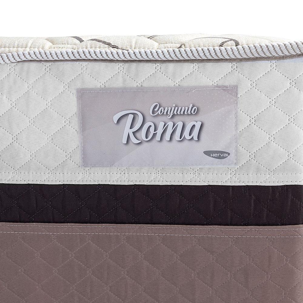 Cama Box Conjugada Casal Herval Roma Ortopédico Espuma D20 e Tecido Poliéster 53x138x188cm - Marrom/Bege/Branco - 9