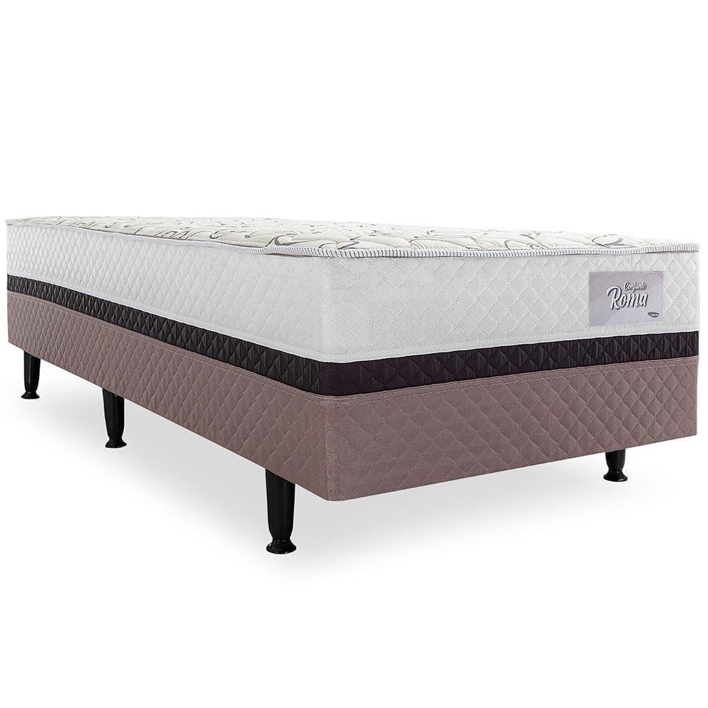Cama Box Conjugada Solteiro Herval Roma Ortopédico com Pillow Top e Tecido Poliéster 53x88x188 cm - Marrom/Bege/Branco - 5