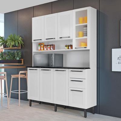 Cozinha Compacta Itatiaia Florença 8 Portas 2 Gavetas 1 Nicho e Balcão de Apoio Aço - 140cm de Largura