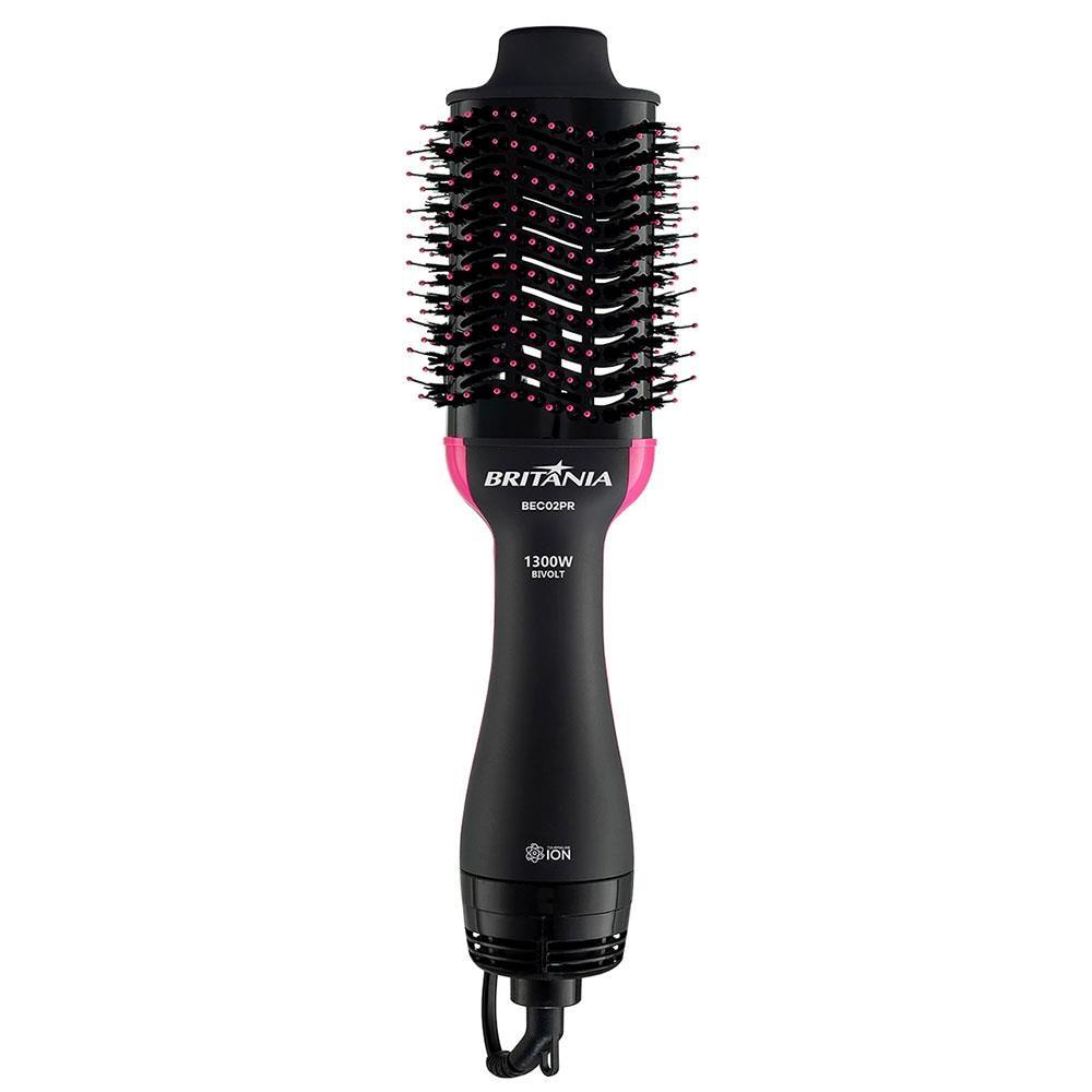 Escova Secadora Britânia BEC02PR Cabo Giratório Bivolt 1300W - Preta e Rosa - 1