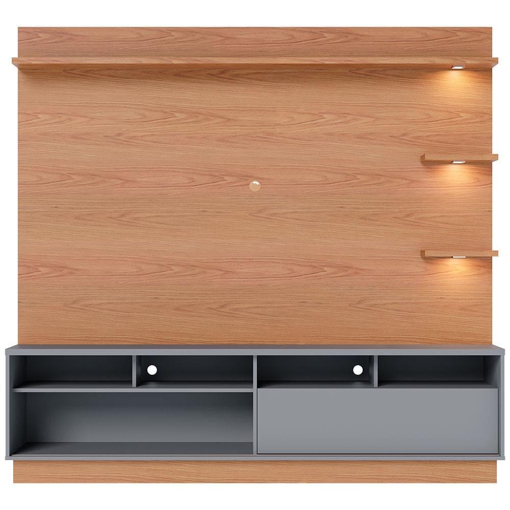 Estante Home Colibri Campeche com Porta Deslizante, Spots de Led, 200 cm de Largura, Ideal para TV de Até 70” - 5