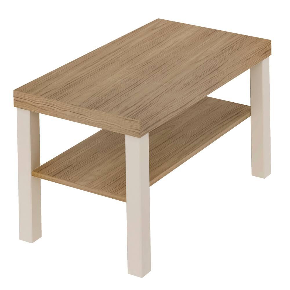 Mesa de Centro Artely Up Retangular Carvalho e Off White - 2