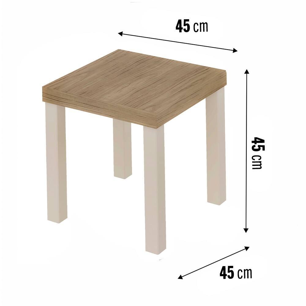 Mesa de Apoio Artely Up Quadrada - Carvalho e Off White - 6