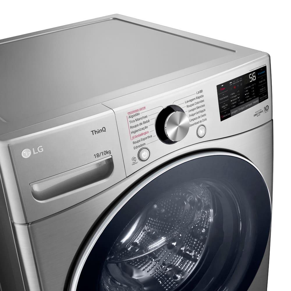 Lava e Seca LG 18Kg/10Kg com Inteligência Artificial AI DD™ e Wi-Fi WD18SV2S6B – Inox Look - 3