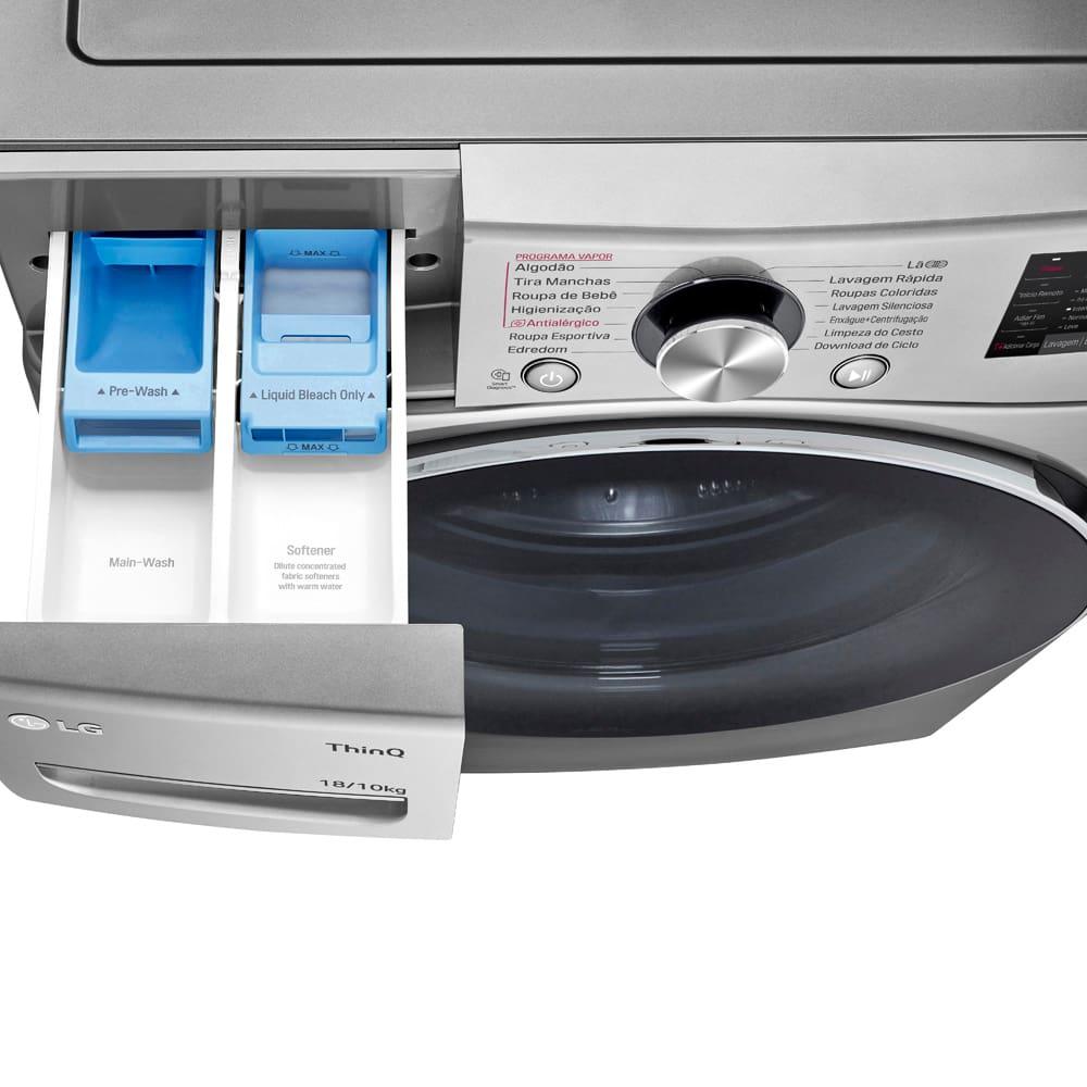 Lava e Seca LG 18Kg/10Kg com Inteligência Artificial AI DD™ e Wi-Fi WD18SV2S6B – Inox Look - 4