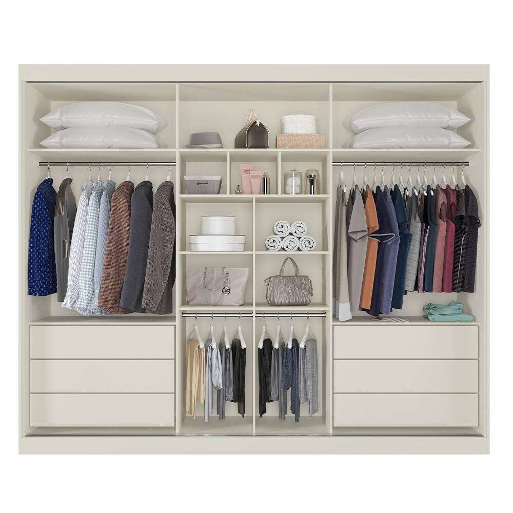 Guarda-Roupa Europa Grécia com espelho, 3 portas de correr, 6 gavetas e 12 prateleiras – 226 cm de largura - 3