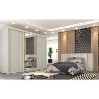 Guarda-Roupa Europa Grécia com espelho, 3 portas de correr, 6 gavetas e 12 prateleiras – 226 cm de largura - 1