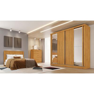 Guarda-Roupa Europa Mademarques Córdoba com espelho, 2 portas de correr, 4 gavetas e 15 prateleiras - 226 cm de Largura