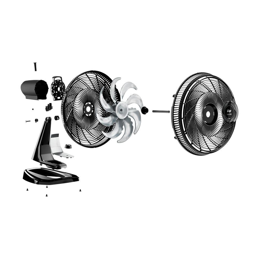Ventilador de Mesa/Parede Wap Flow Turbo com 8 pás e 3 velocidades 180W - Preto e Cinza - 9