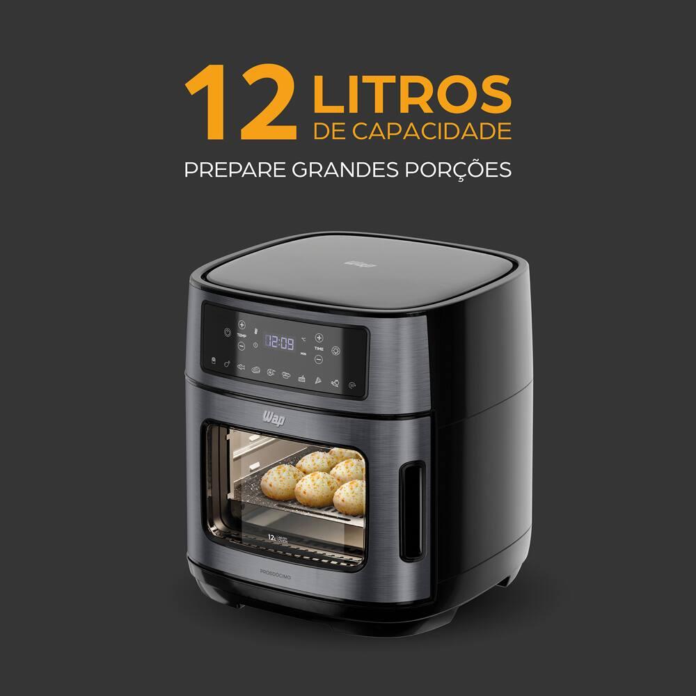 Fritadeira Elétrica Sem Óleo Air Fryer WAP Oven WAOD2 Antiaderente 12 litros 1800W Black Inox - 8