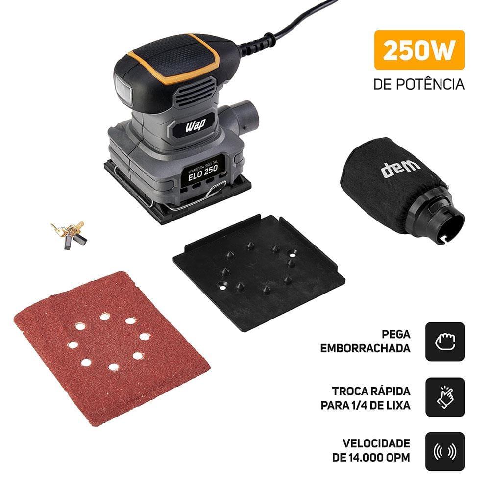 Lixadeira Orbital Wap Elo 250 Ergonômica 250 W 14000 OPM - 5