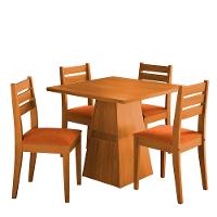 Mesa de Jantar Quadrada Dobuê Dakar com 4 Cadeiras Estofadas Revestidas em Suede - 2