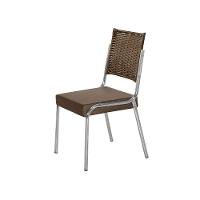 Cadeira de Jantar Aço Nobre Kansas com Encosto em Junco e Assento Estofado Revestido em Suede - 1