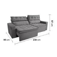 Sofá 4 Lugares Cama inBox Belém Retrátil e Reclinável Revestido em Suede Velusoft - 230cm de largura - 5