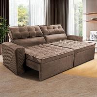 Sofá 3 Lugares Cama inBox Belém Retrátil e Reclinável Revestido em Suede Velusoft - 200cm de largura - 1