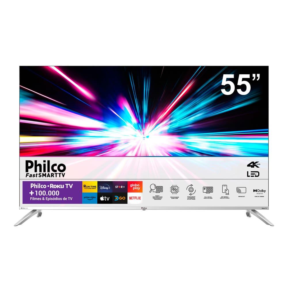 Smart TV 55" Philco Ultra HD 4K V55G7PR2CSB com processador Quad-Core, Dolby Digital, HDMI, USB, Wi-Fi e Roku TV - 1