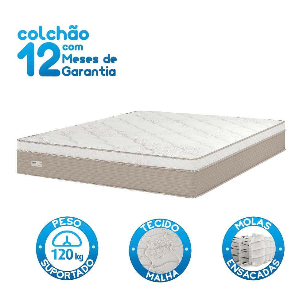 Colchão King Size Umaflex Milão com Euro Pillow e Molas Ensacadas 30x193x203 – Bege/Branco - 3