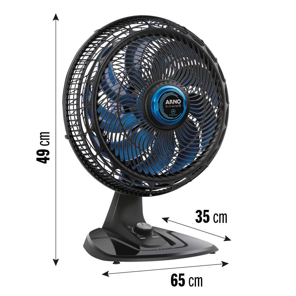 Ventilador de Mesa Arno XTREEM VE95 40cm com 9 pás e 3 velocidades e 160W - Preto / Azul - 9