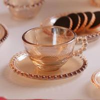 Conjunto com 4 Xícaras e Pires para Chá Wolff Pearl em Cristal Âmbar - 180 ml - 7