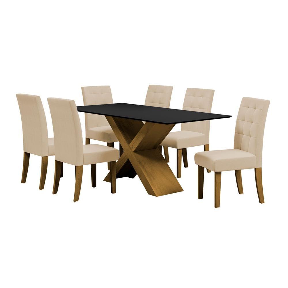 Mesa de Jantar Retangular Dobuê Dubai Light 180x90cm com 6 Cadeiras Estofadas Revestidas em Tecido Veloplus - 2