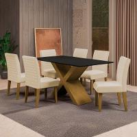 Mesa de Jantar Retangular Dobuê Creta Light 160x90cm com 6 Cadeiras Estofadas Revestidas em Tecido Veloplus - 2