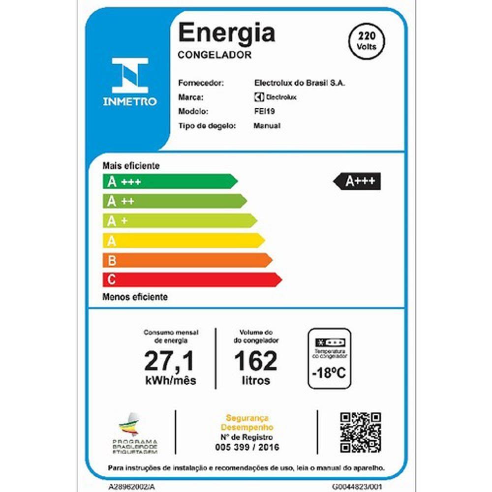 Freezer Vertical Electrolux FEI19 Cycle Defrost Inverter com 1 Porta reversível, Pés Niveladores - 162 litros - 6