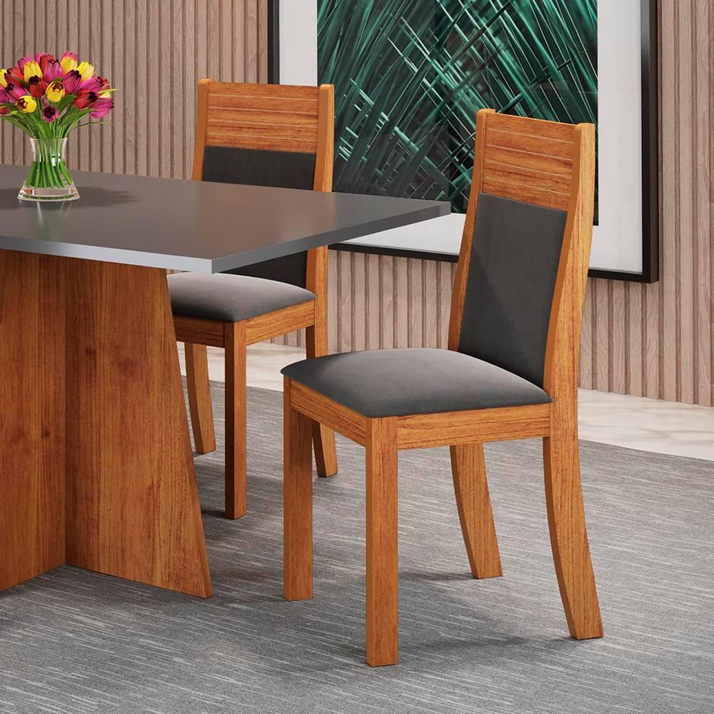 Mesa de Jantar Retangular Viero Vivere com 4 Cadeiras Roma Estofadas e Revestidas - 2