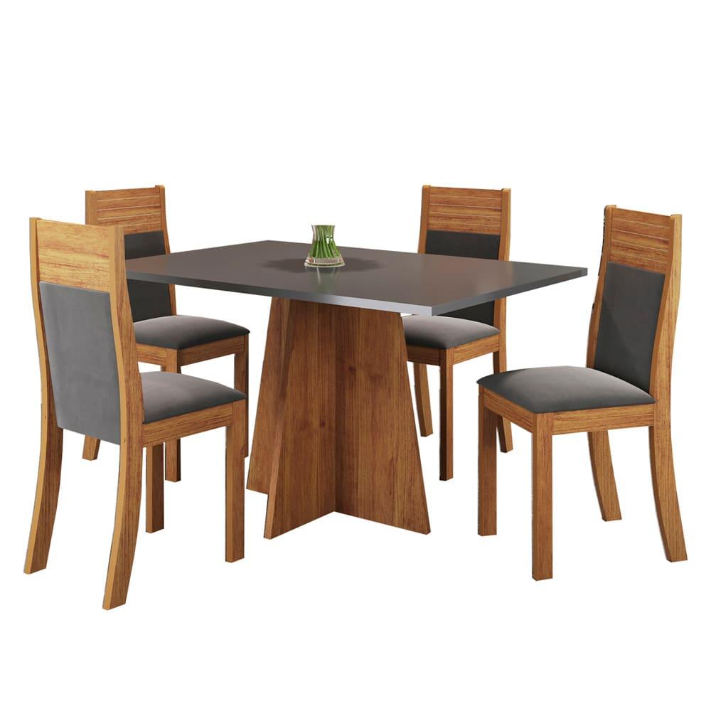 Mesa de Jantar Retangular Viero Vivere com 4 Cadeiras Roma Estofadas e Revestidas - 3