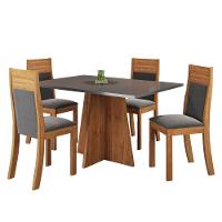 Mesa de Jantar Retangular Viero Vivere com 4 Cadeiras Roma Estofadas e Revestidas - 3