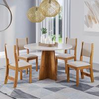 Mesa de Jantar Redonda Viero Província com 4 Cadeiras Estofadas - 1