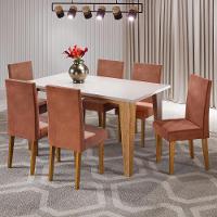 Mesa de Jantar Retangular Viero Milão com 6 Cadeiras Vênus Estofadas e Revestidas - 1