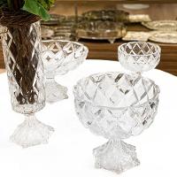 Centro de Mesa Lyor em Cristal Deli Diamond - 32,5 x 19,5cm