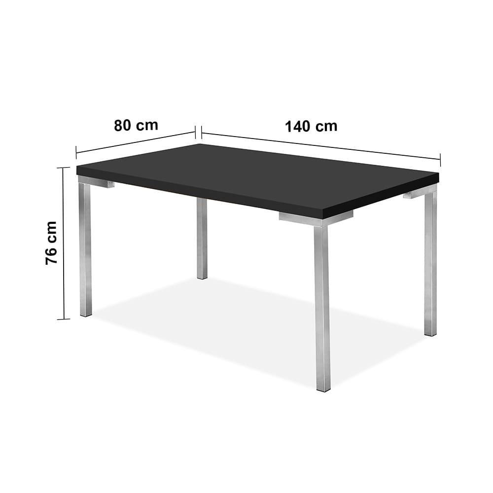 Mesa de Jantar Tubular Aço Nobre Retangular Cromada - Preta - 3