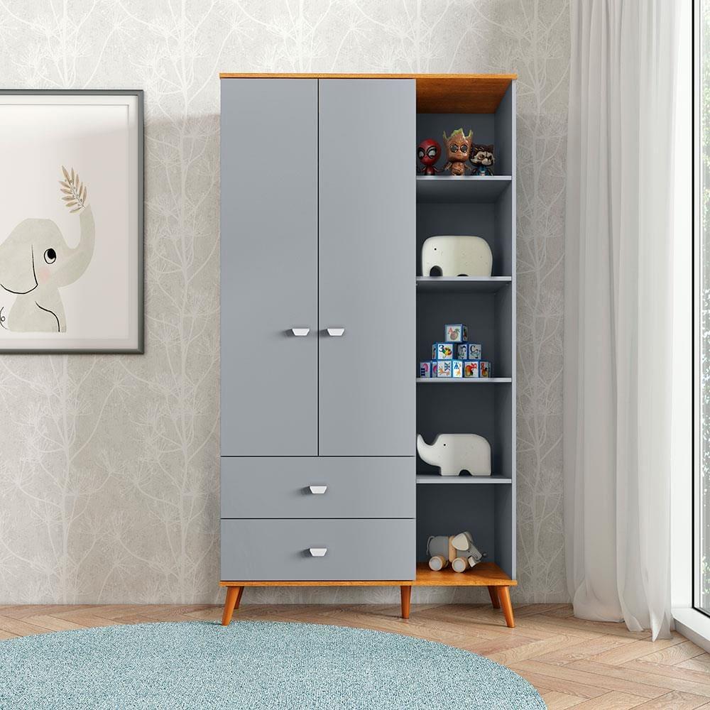 Guarda-Roupa Infantil Bartira Ternura com 5 Nichos, 2 Portas, 2 Gavetas - 106,8 cm de largura - 1