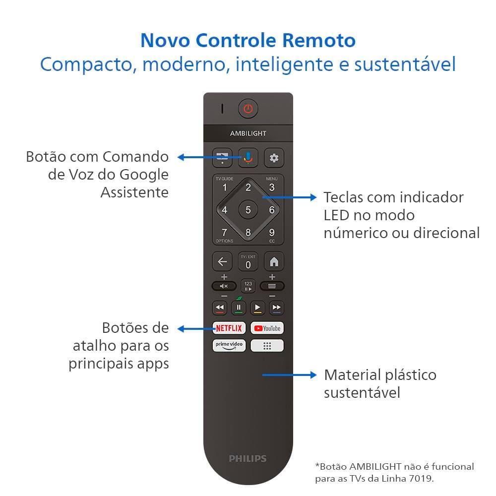 Smart TV LED 50" Ultra HD 4K Philips 50PUG7019 com Google TV, Comando de Voz, Wi-Fi, Entradas HDMI e USB - 6