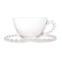 Xícara de Chá de Cristal com Pires Lyor Coração - 170ml - 1