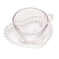 Xícara de Chá de Cristal com Pires Lyor Coração - 170ml - 2