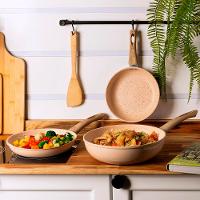 Frigideira Wok de Indução Lyor em Alumínio com Revestimento Cerâmico Granilite Bege - 28cm - 6