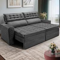 Sofá 4 Lugares Cama inBox Cielo com Assento Retrátil, Encosto Reclinável em Suede Velusoft e 230cm de Largura - 1