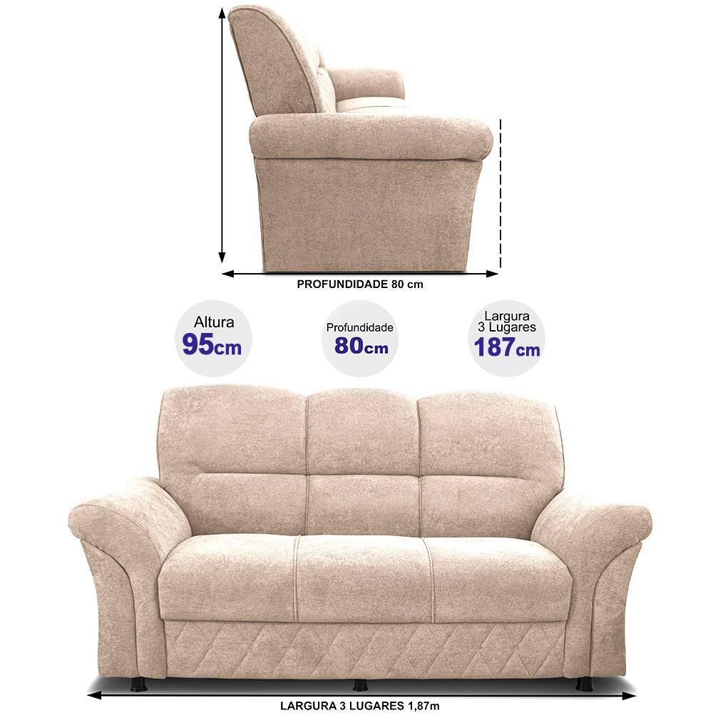 Sofá 3 Lugares Cama inBox Mourato com 187cm de Largura e Revestido em Bouclé - 6