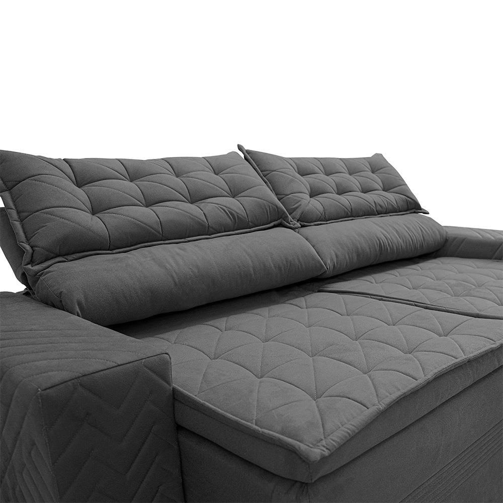 Sofá 3 Lugares Cama inBox Cielo com Assento Retrátil, Encosto Reclinável em Suede Velusoft e 200cm de Largura - 4