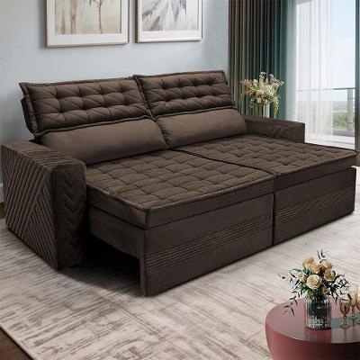 Sofá 3 Lugares Cama inBox Cielo com Assento Retrátil, Encosto Reclinável em Suede Velusoft e 200cm de Largura