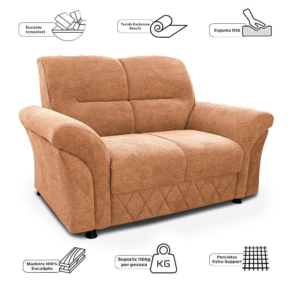 Sofá 2 Lugares Cama inBox Mourato com 140cm de Largura e Revestido em Bouclé - 5