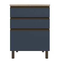 Balcão Bartira Cristal em MDP com 2 Gavetas, 1 Gavetão, 60cm de largura - Lâmina Mel/Azul Royal - 2