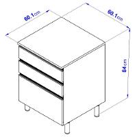 Balcão Bartira Cristal em MDP com 2 Gavetas, 1 Gavetão, 60cm de largura - Lâmina Mel/Azul Royal - 4
