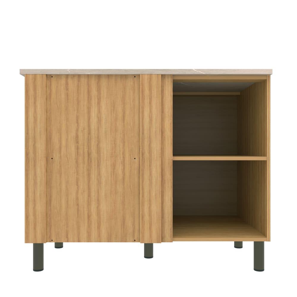 Balcão Bartira Cristal em MDP de Canto com 1 Porta e 1 Prateleira, 101 cm de largura - Lâmina de Mel/Azul Royal - 4