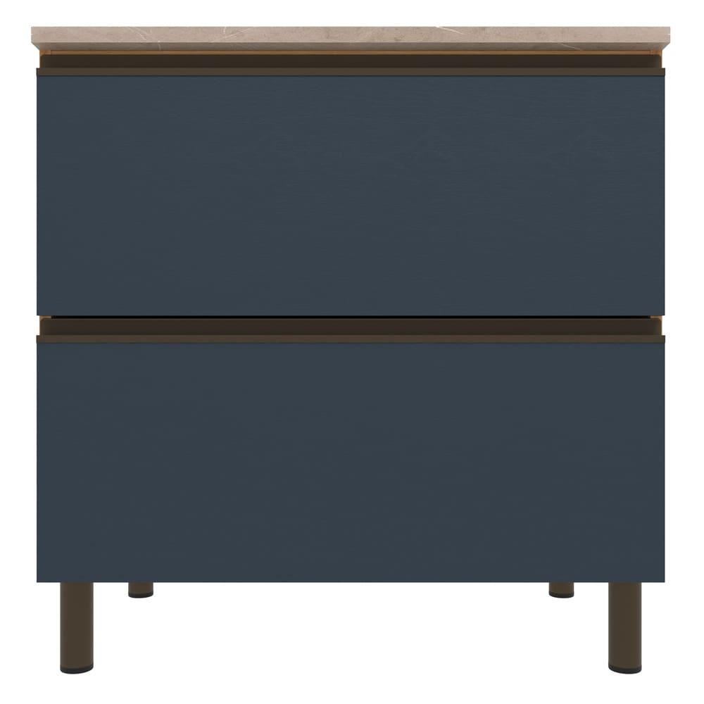 Balcão Bartira Cristal em MDP com 2 Gavetões, 80cm de largura - Lâmina de Mel/Azul Royal - 2