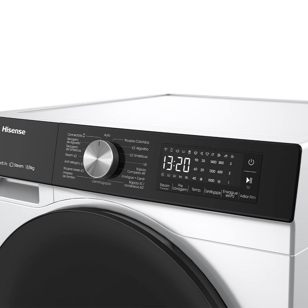 Lava e Seca Hisense Steam WD3S13 13kg/8k Inverter Wi-Fi 13 Programas de Lavagem 3 de Secagem Branca - 7