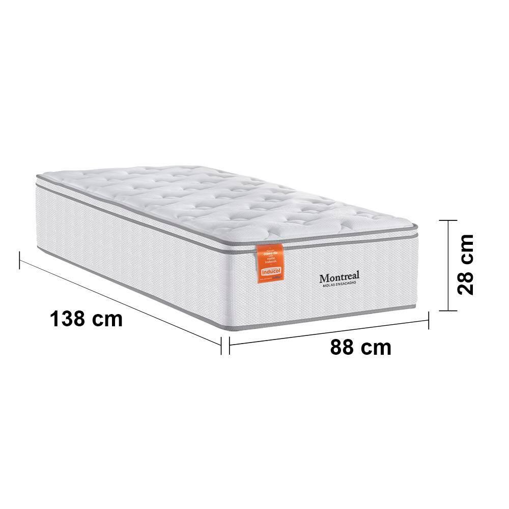 Colchão de Solteiro Inducol Montreal com Europillow e Revestimento em Tecido Malha 28x88x138cm - Branco - 3