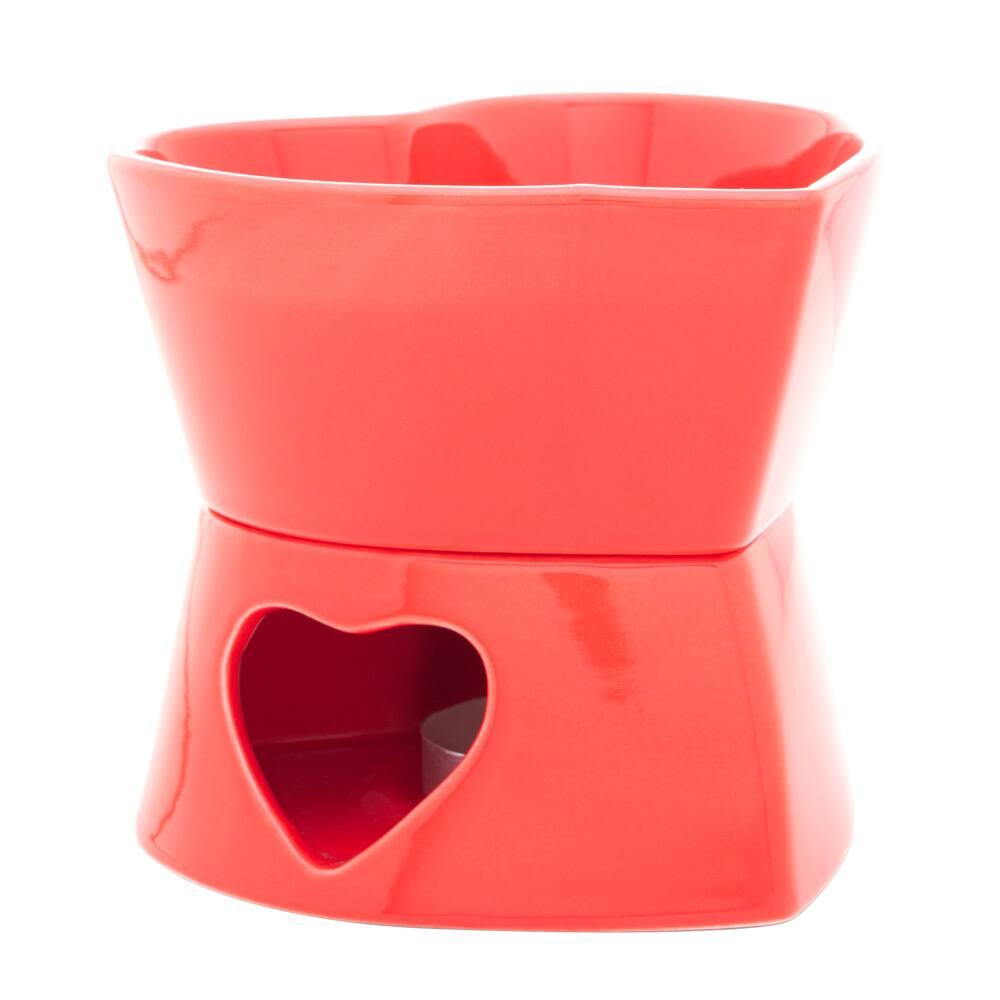 Aparelho de Fondue 4 Peças Wolff Coração para Duas Pessoas Vermelho - 400ml - 2